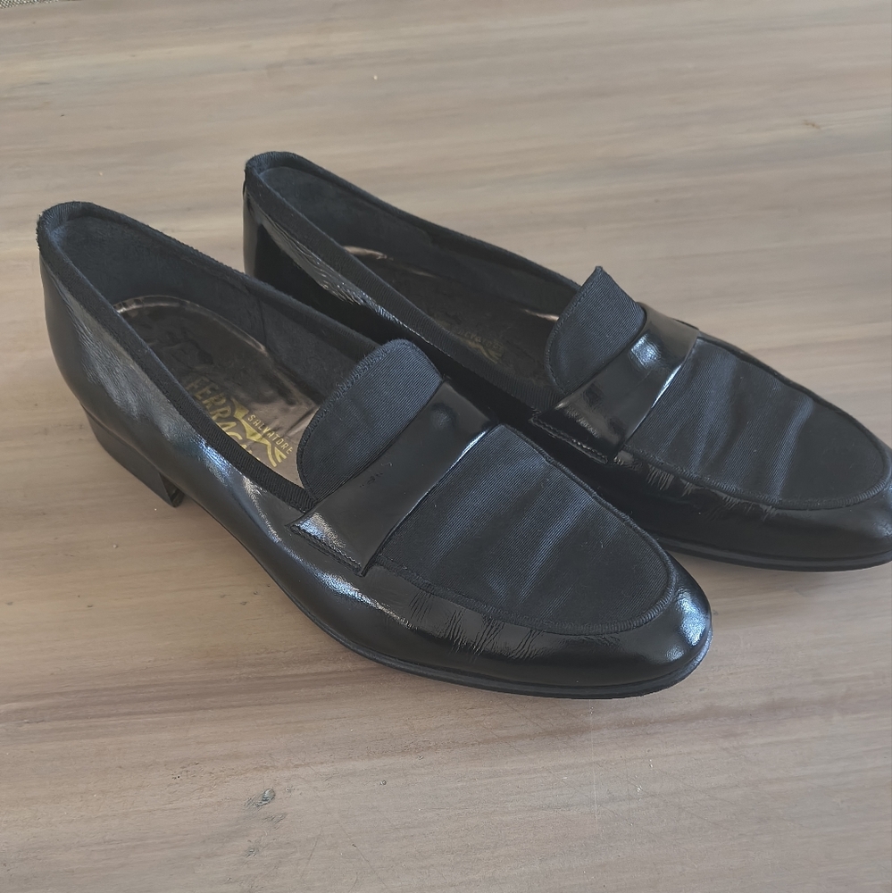 Salvatore Ferragamo Black Leather Loafers Slip-On Classic